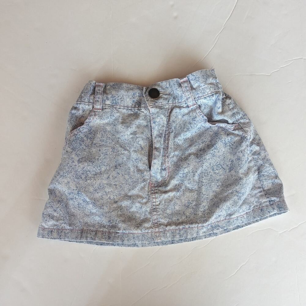 Vtg Rosebud Kids Skirt Girls Sz 2T Light Acid Wash 80s